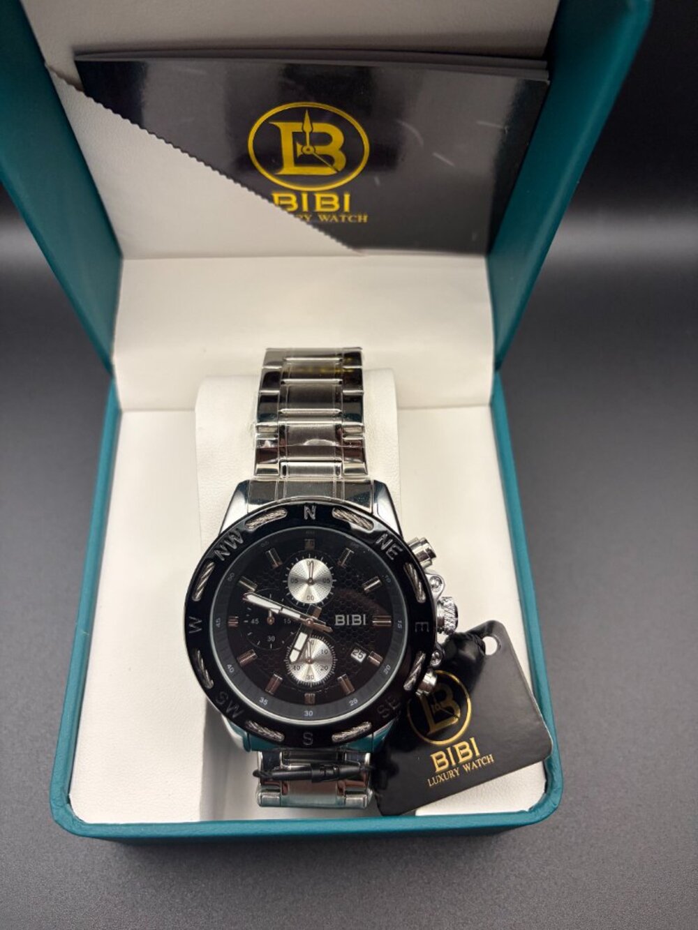 BIBI (Luxury) - Black Dial Black Case Silver Band, Swiss Made (B0246)